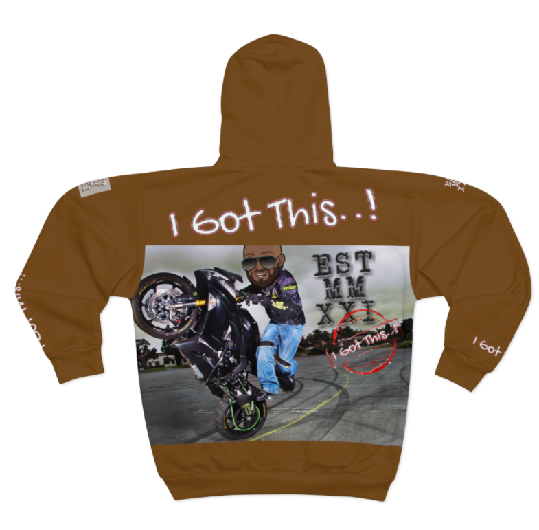AOP Unisex Zip Hoodie-MMXXI BROWN