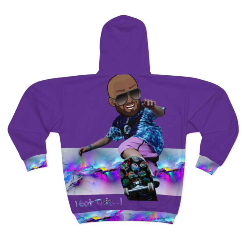 AOP Unisex Zip Hoodie-DARK PURPLE