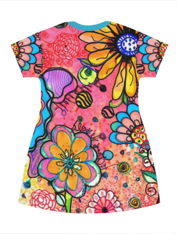 All Over Print T-Shirt Dress - MORNING BLISS