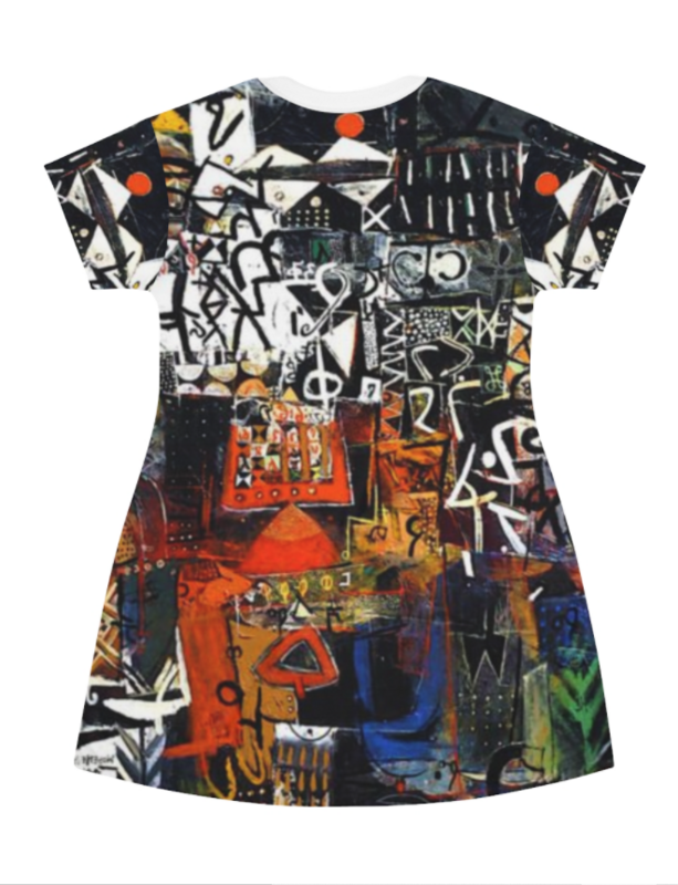 All Over Print T-Shirt Dress-ABSTRACT