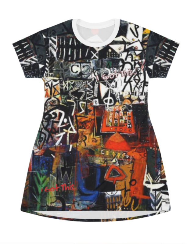 All Over Print T-Shirt Dress-ABSTRACT