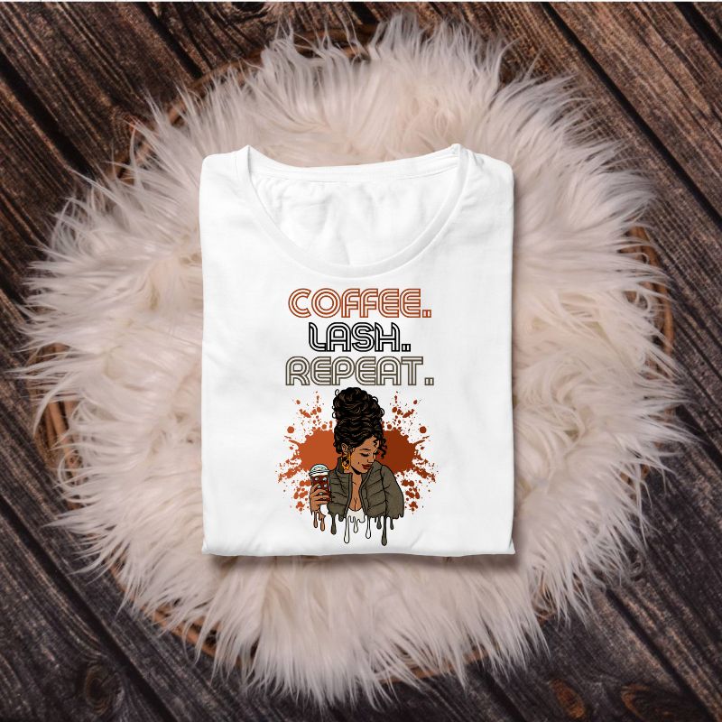 &quot;Coffee.Lash.Repeat&quot; T Shirt - White