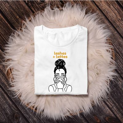 &quot;Lashes + Lattes&quot; T Shirt