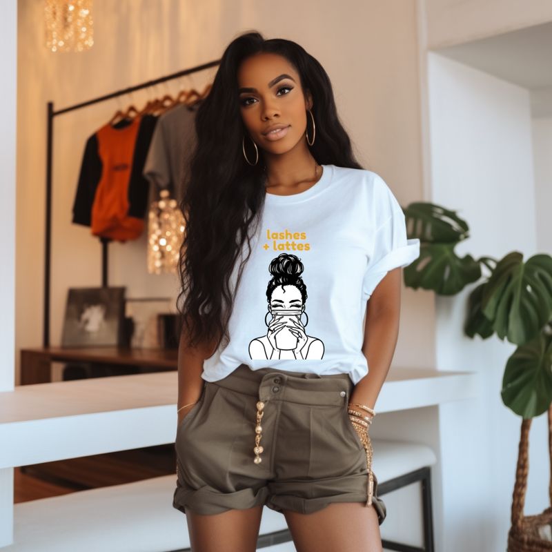 "Lashes + Lattes" T Shirt