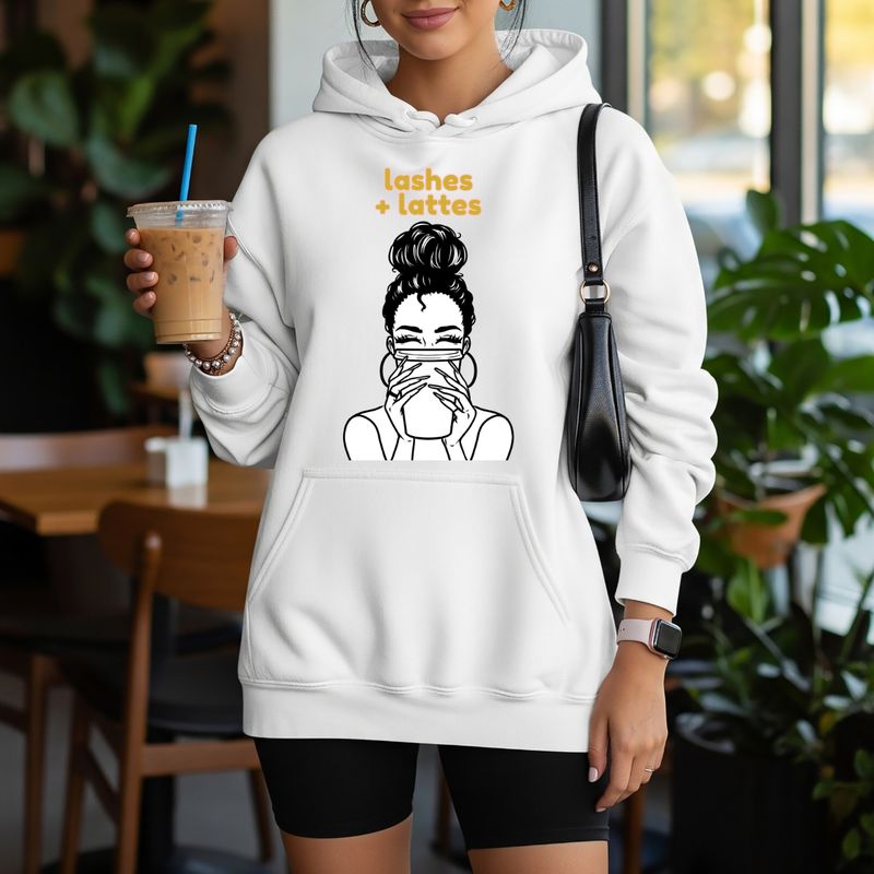 "Lashes + Lattes" Hoodie Sweatshirt