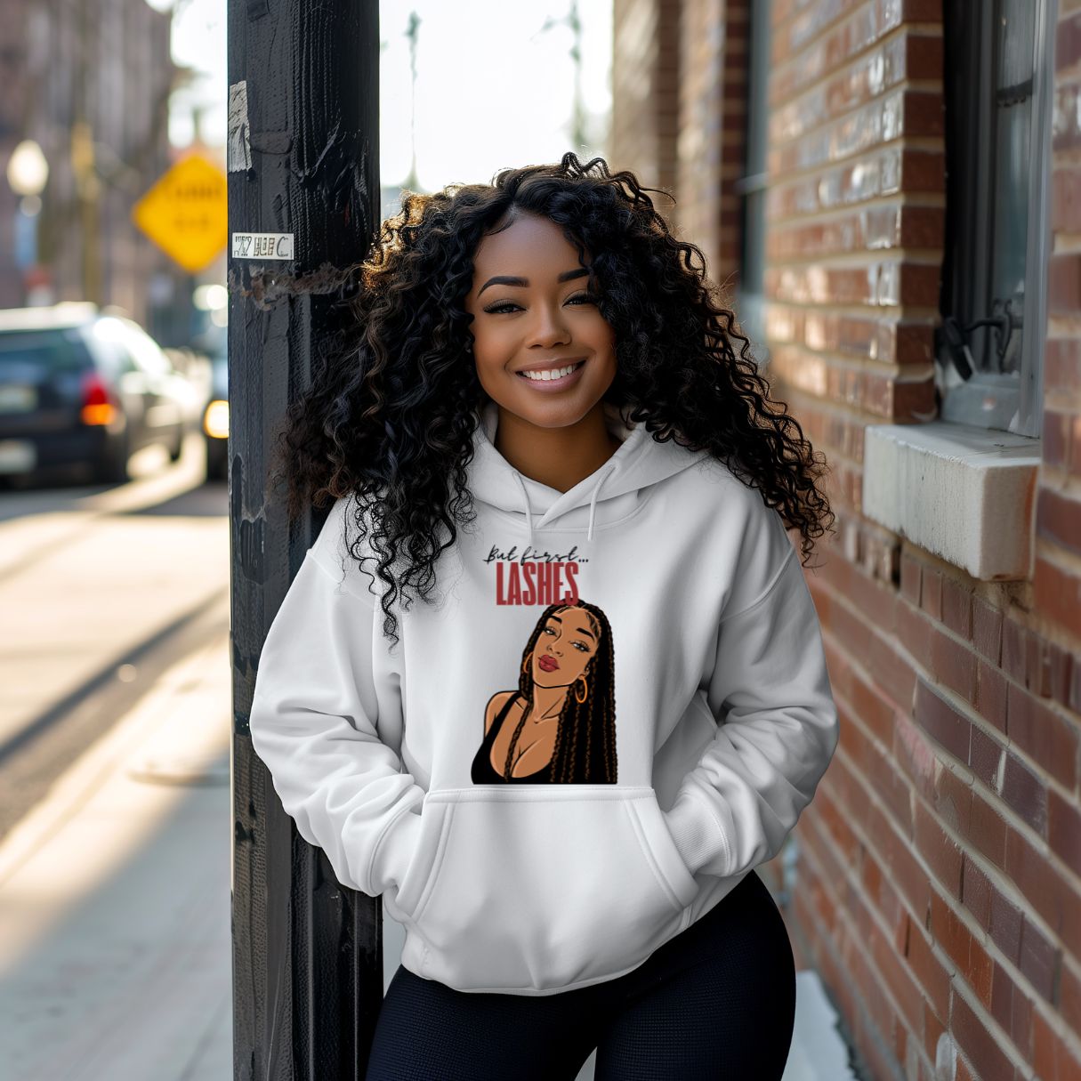 "But First Lashes" Hoodie Sweatshirt