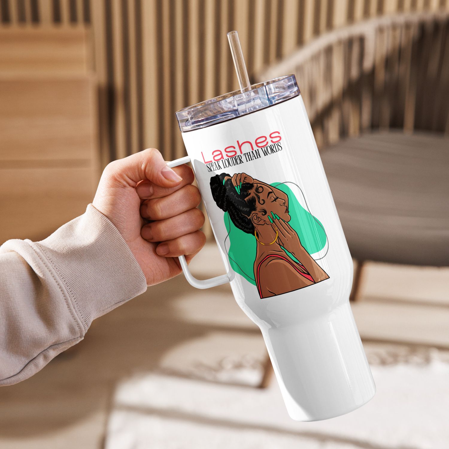 "Lashes Speak Louder" 40oz Travel Mug