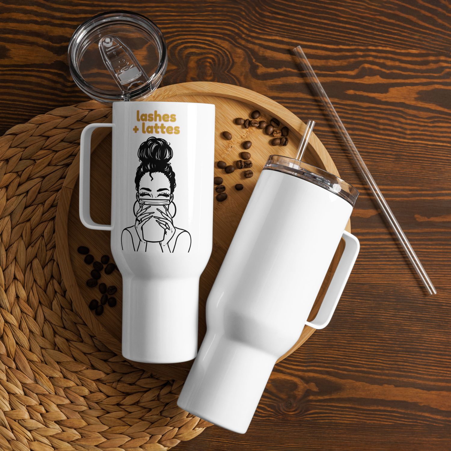 "Lashes + Lattes" 40oz Travel mug 