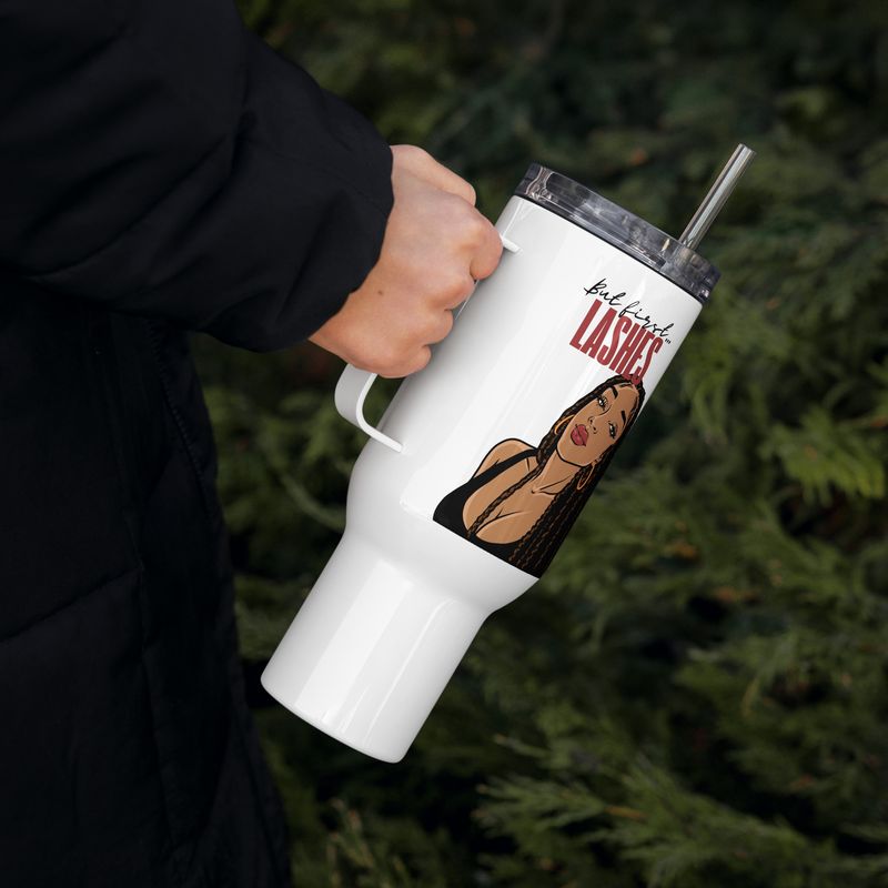 "But First Lashes" 40oz Travel mug