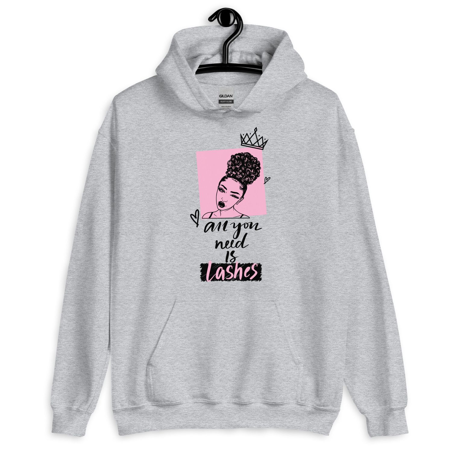 "All You Need Is Lashes" Hoodie Sweatshirt - Grey