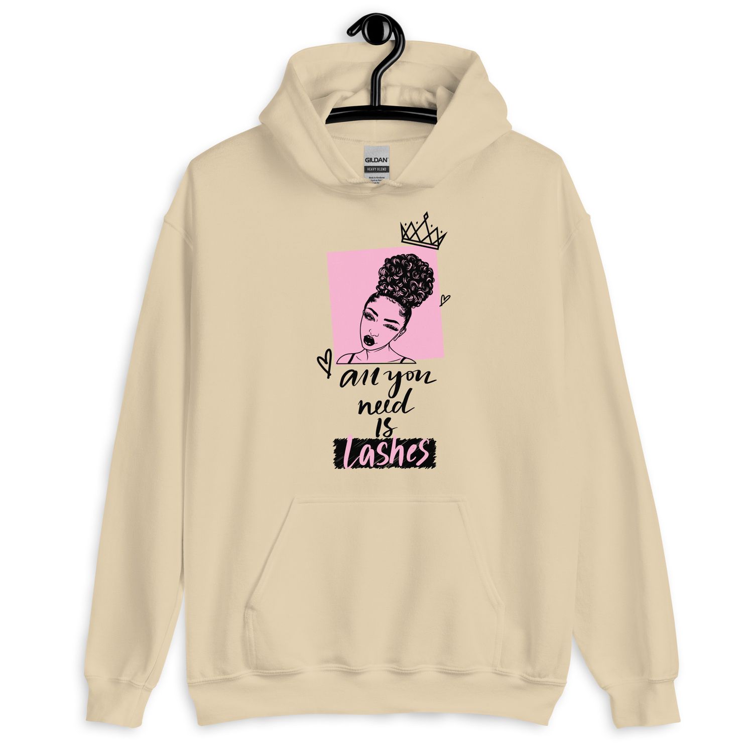 "All You Need Is Lashes" Hoodie Sweatshirt - Sand