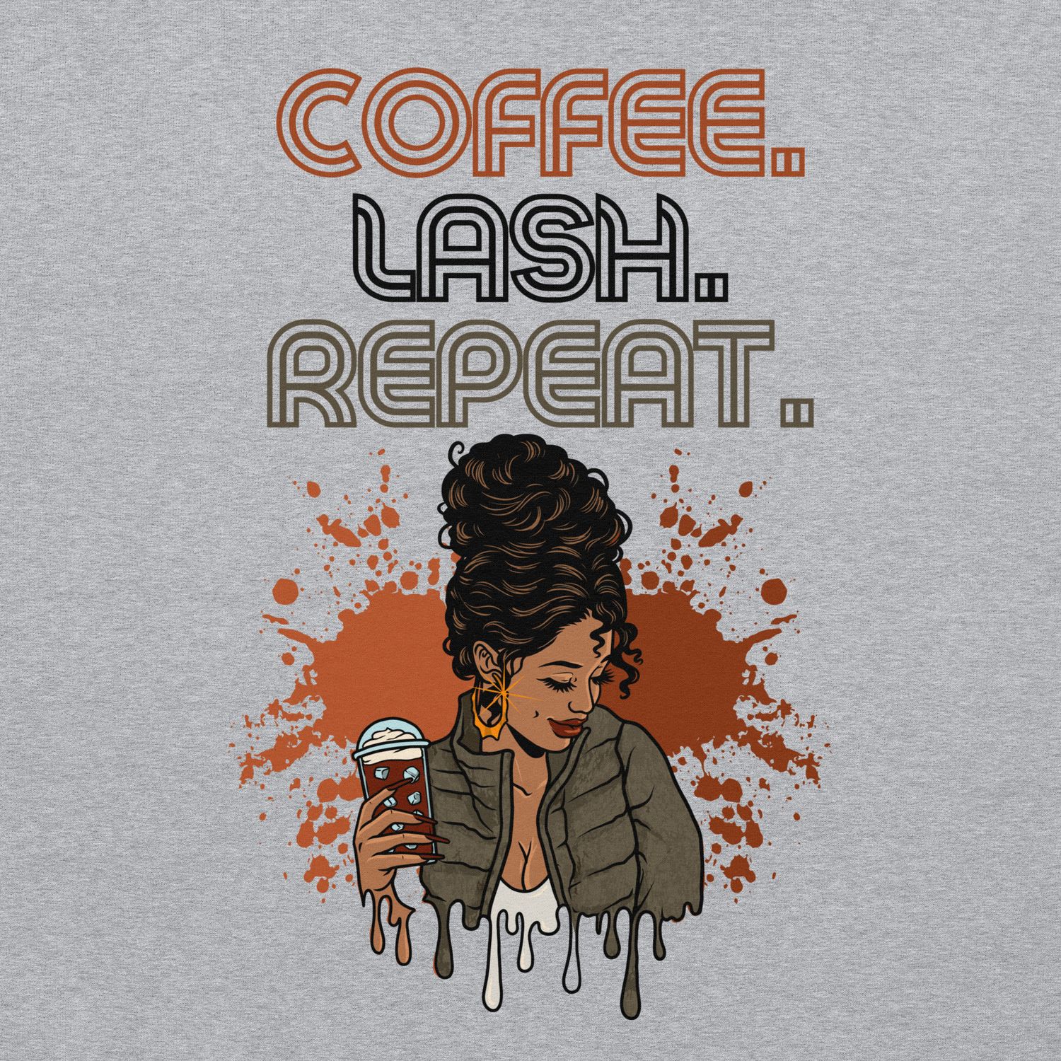 "Coffee. Lash. Repeat" Hoodie Sweatshirt - Grey