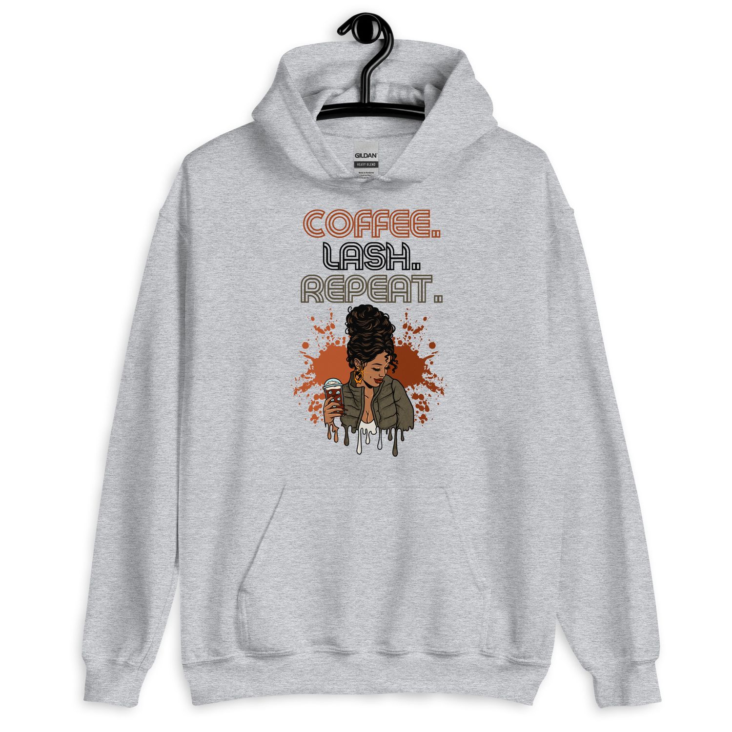 "Coffee. Lash. Repeat" Hoodie Sweatshirt - Grey