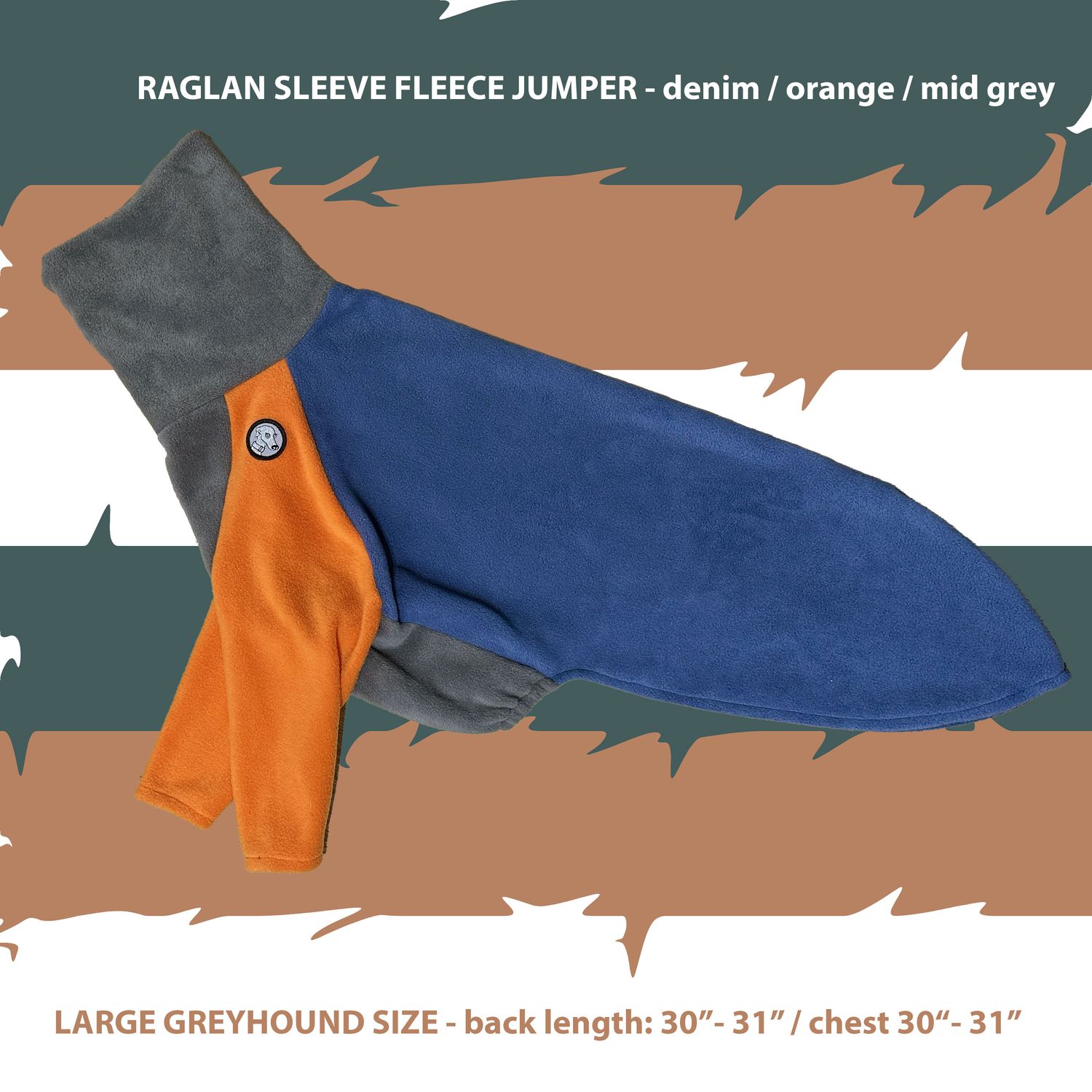 READY MADE - raglan sleeve jumper (denim, orange &amp; mid grey)