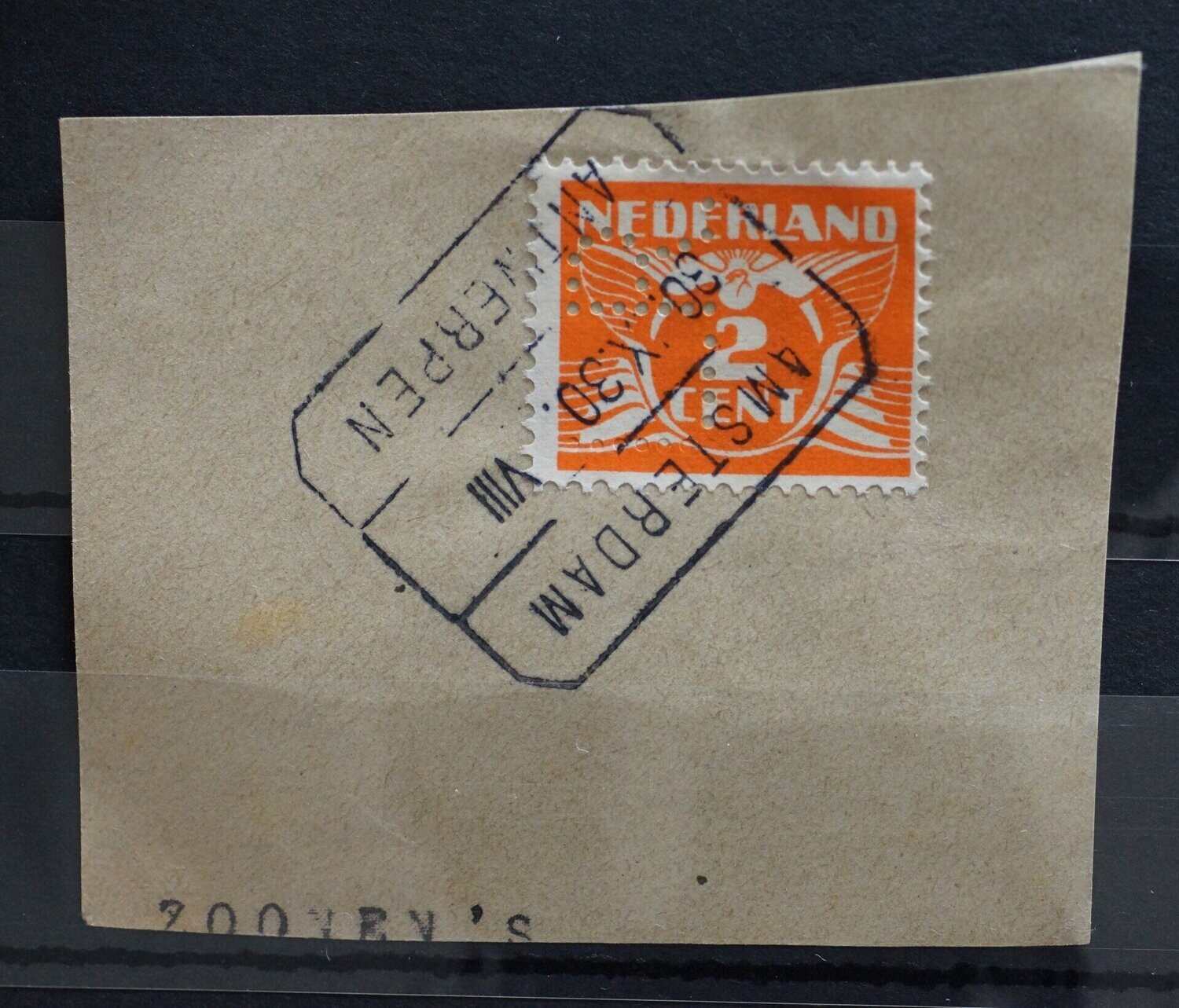 Amsterdam - Antwerpen VIII op NVPH 173, perfin LR