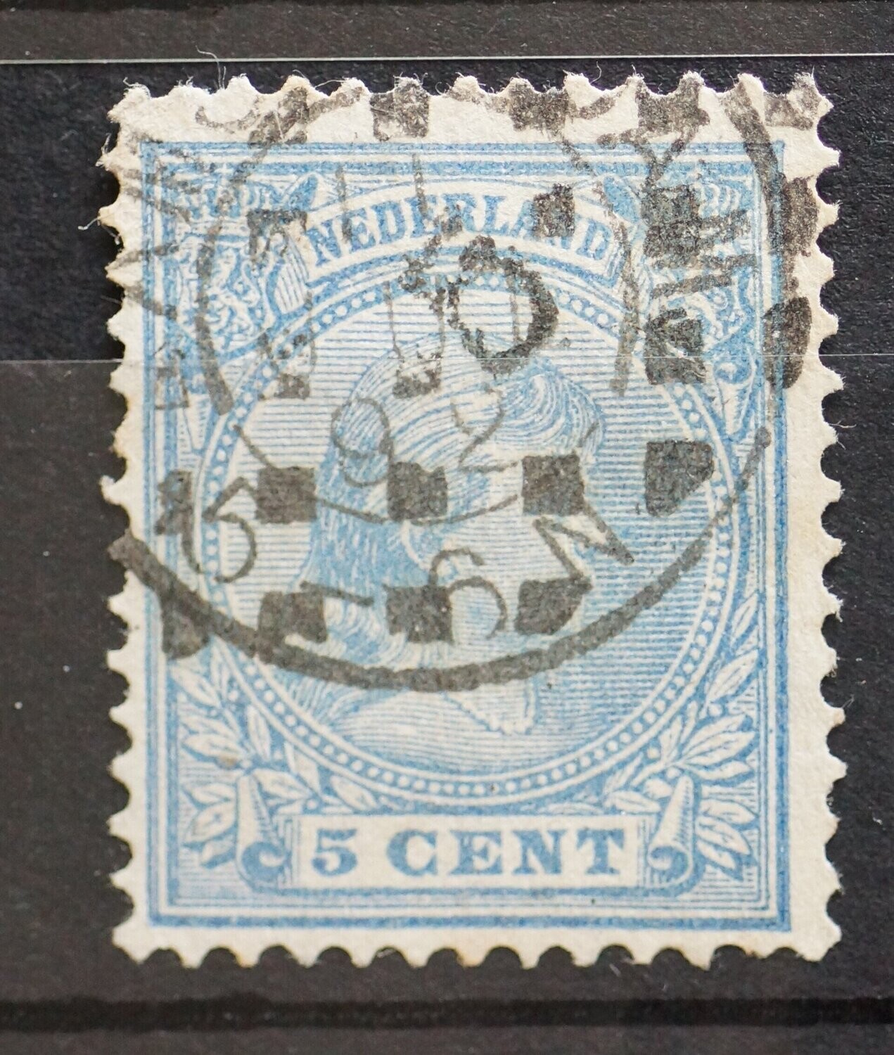 Amsterdam en puntstempel 5 op NVPH 35