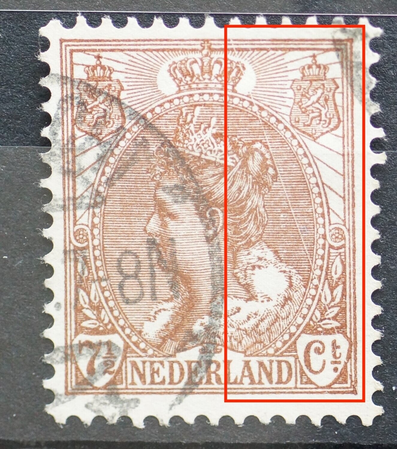 NVPH 61 - lange diagonale graveerkras / rakelstreep rechts