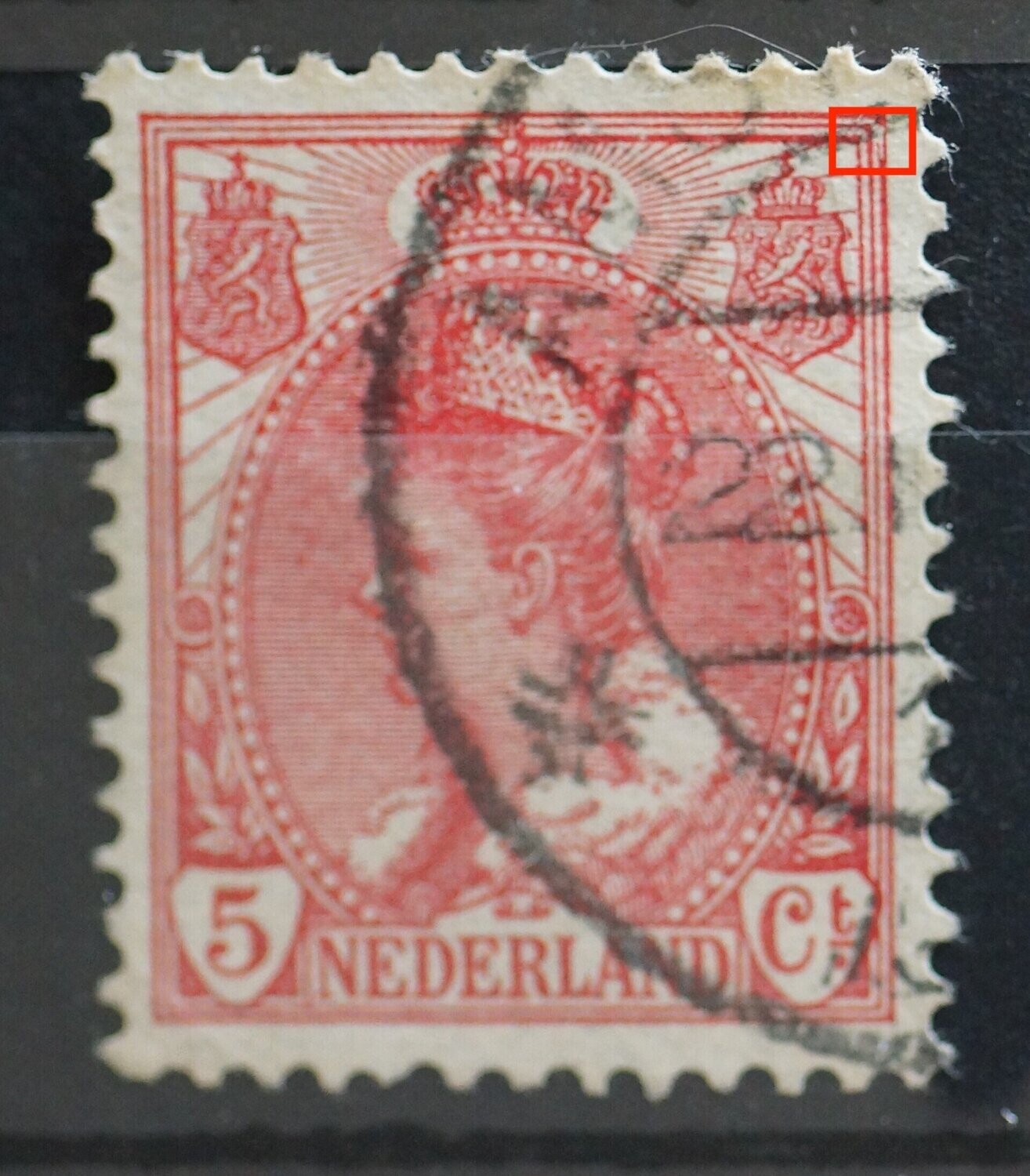 NVPH 60 - breuk/vlek in kaderlijn rechter bovenhoek