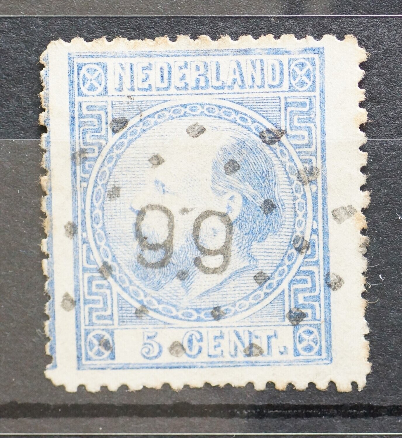 9.9 (Sneek) op NVPH 7 - extra brede zegel.