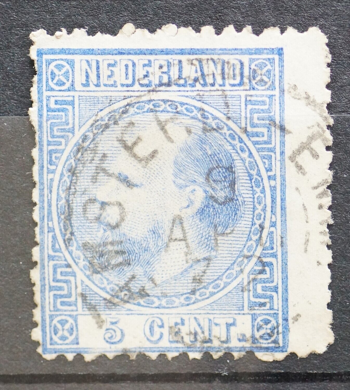 Takjestempel Amsterd:-Emm: op NVPH 7 - extra breed