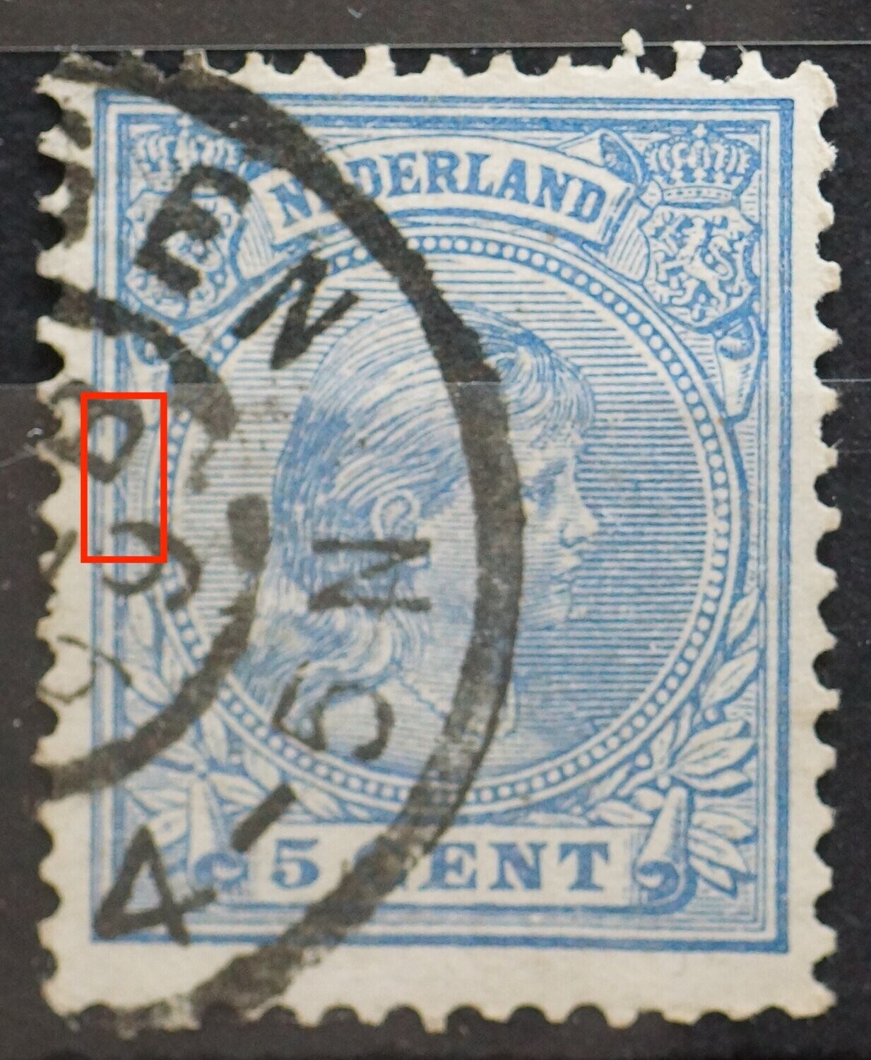 NVPH 35 - kras in kantlijn, links, midden