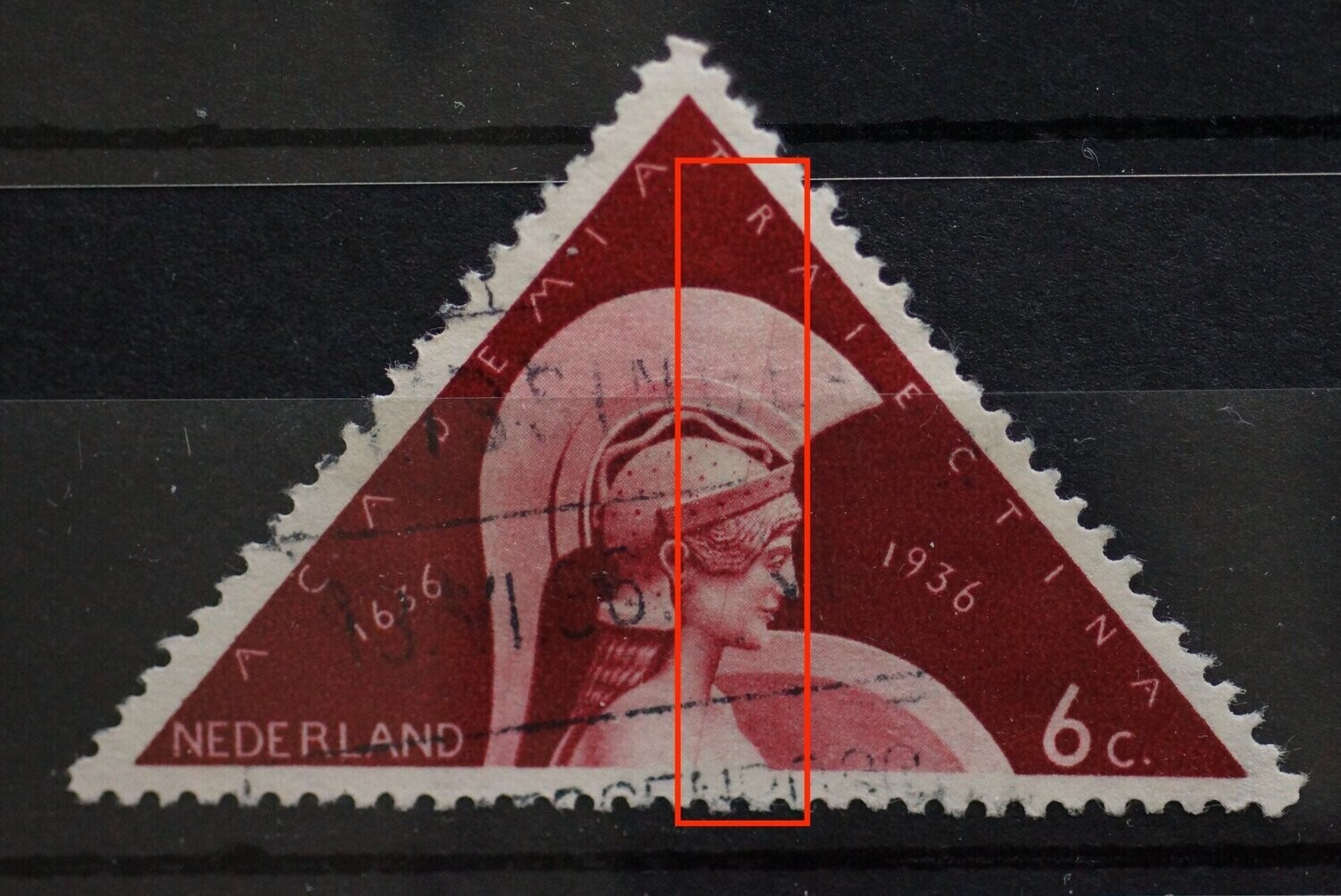 NVPH 287 - verticale graveerkras / rakelstreep, rechts van midden