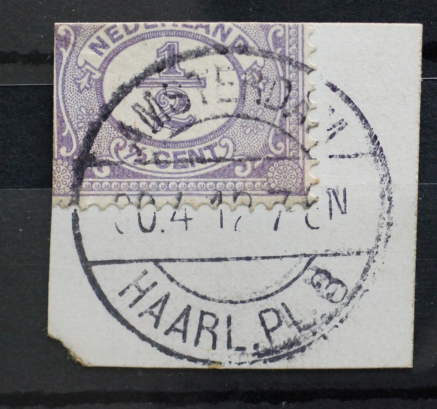 Amsterdam Haarl. Pl. 3 op NVPH 50 (afgeknipte zegel ...) - vrij schaars