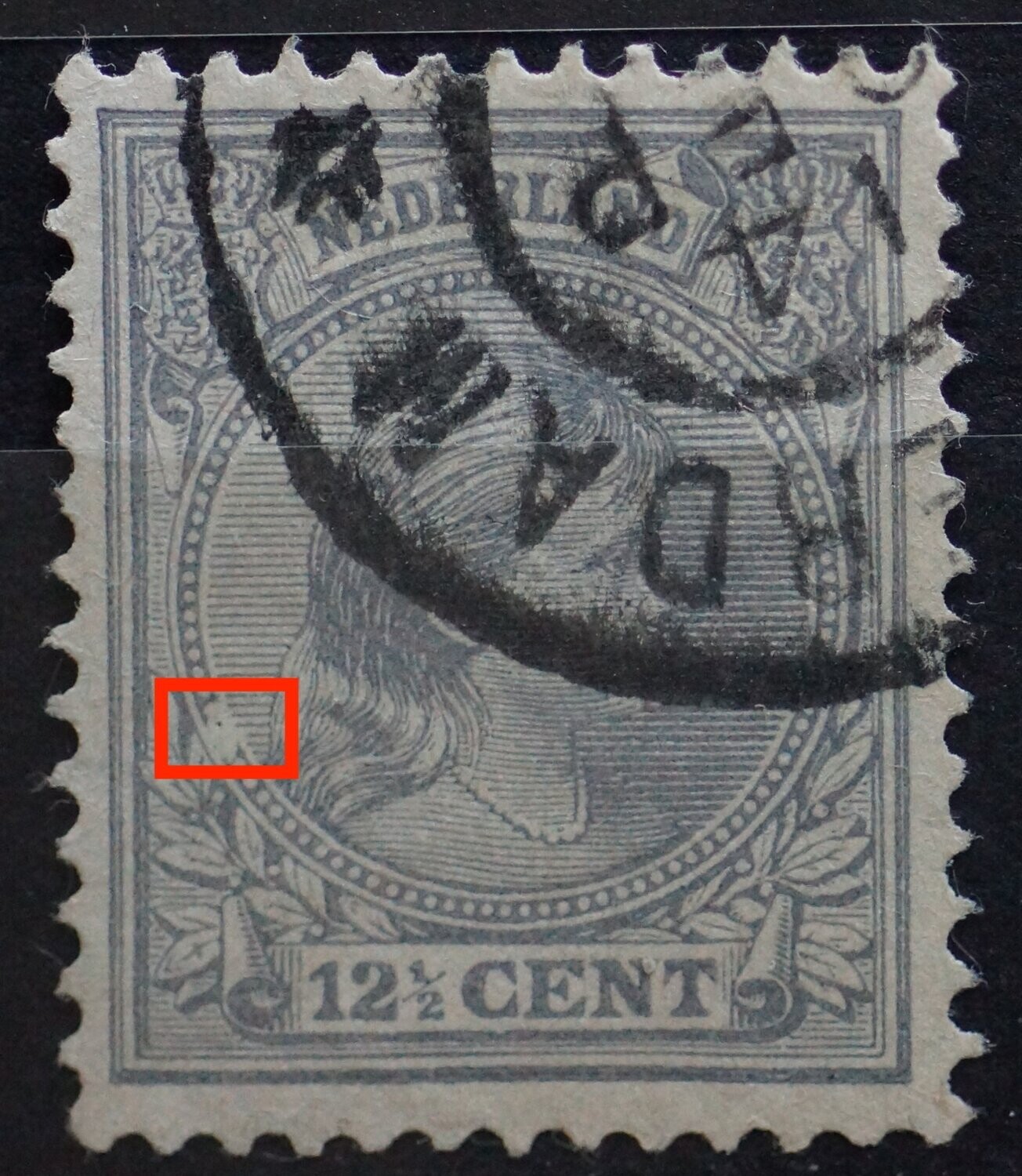 NVPH 38 - witte vlek in parelrand links