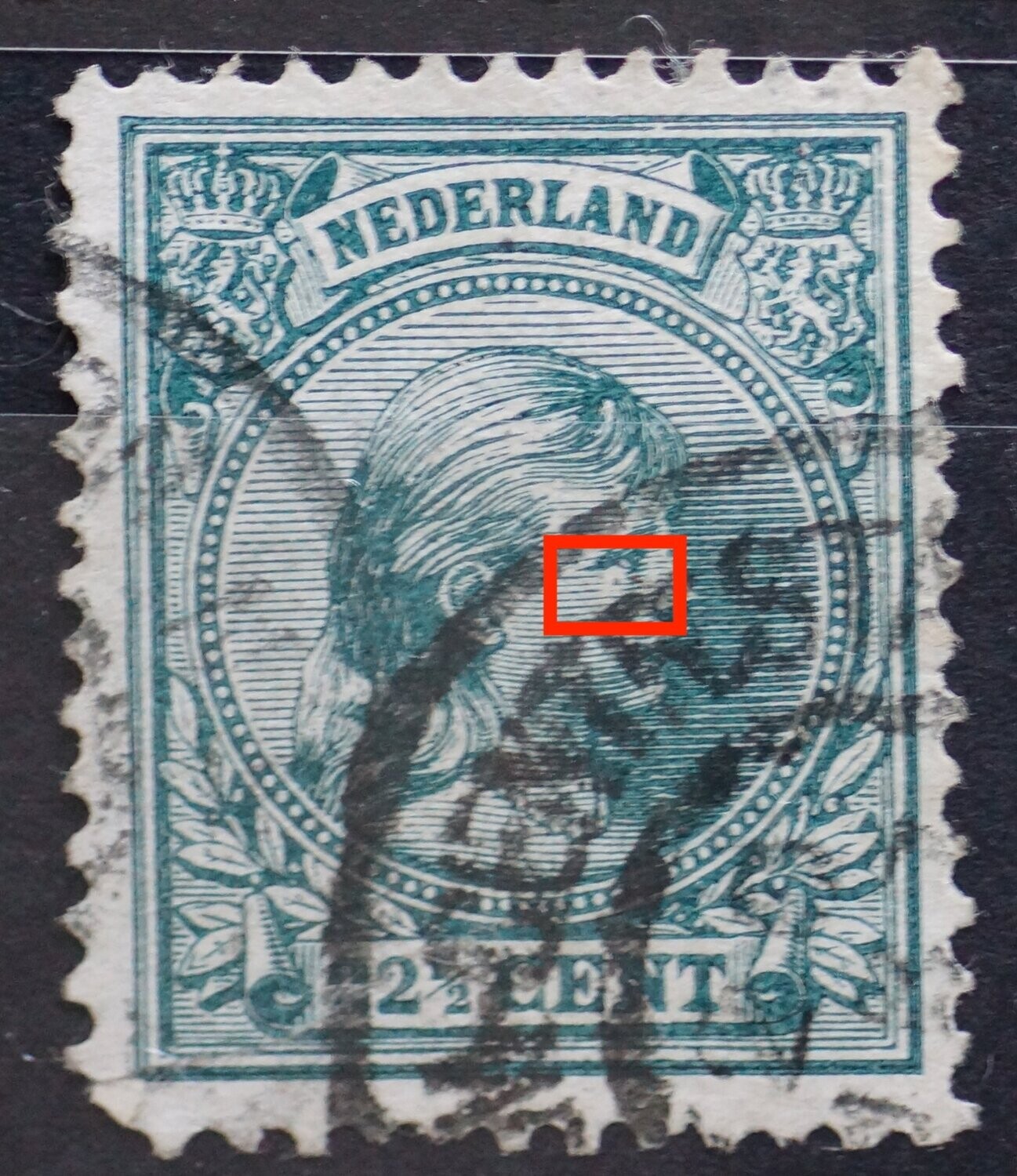 NVPH 41 - witte vlek/stip onder oog