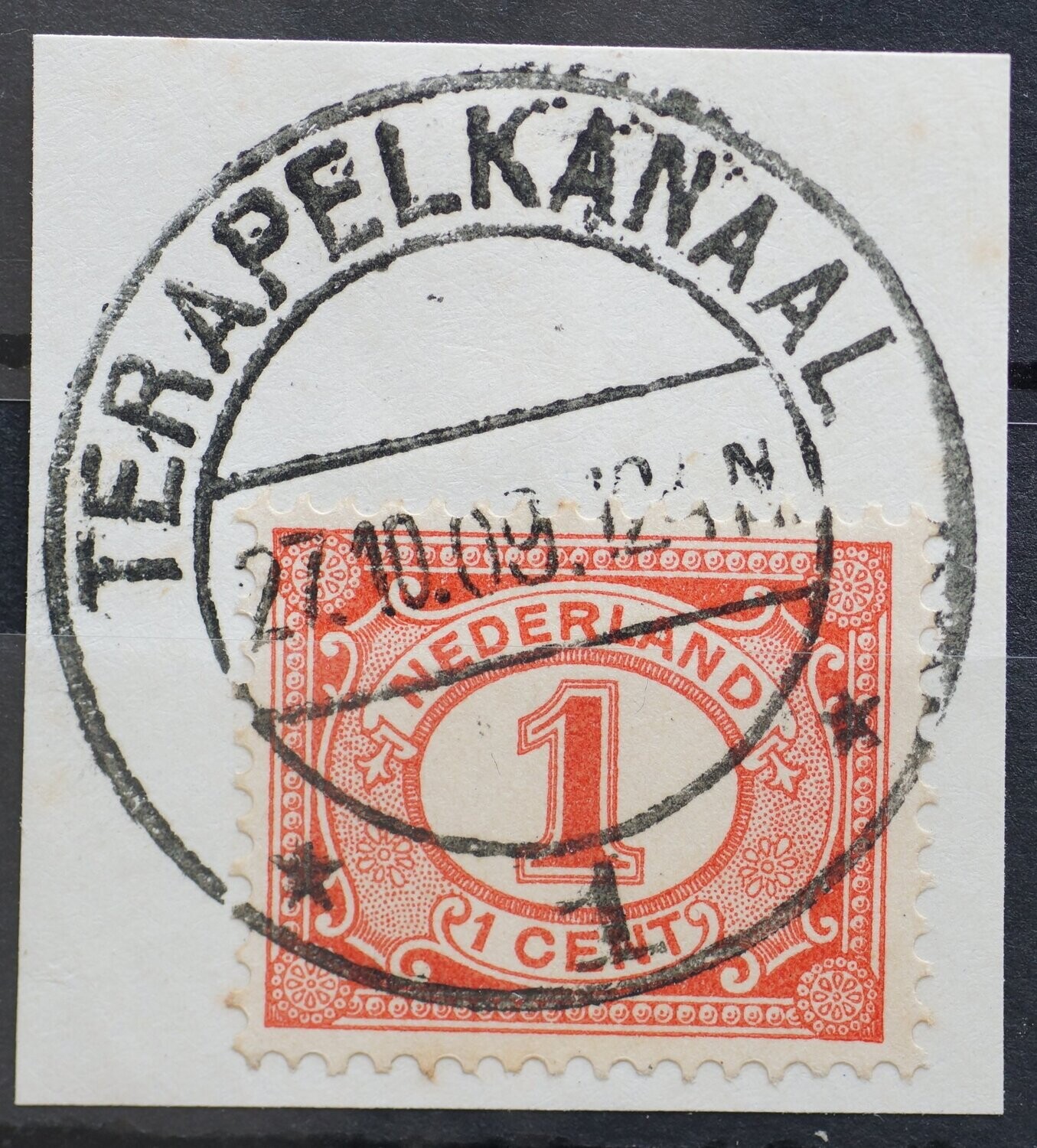 Ter Apelkanaal 1 op NVPH 51 - schaars proefstempel, grote diameter