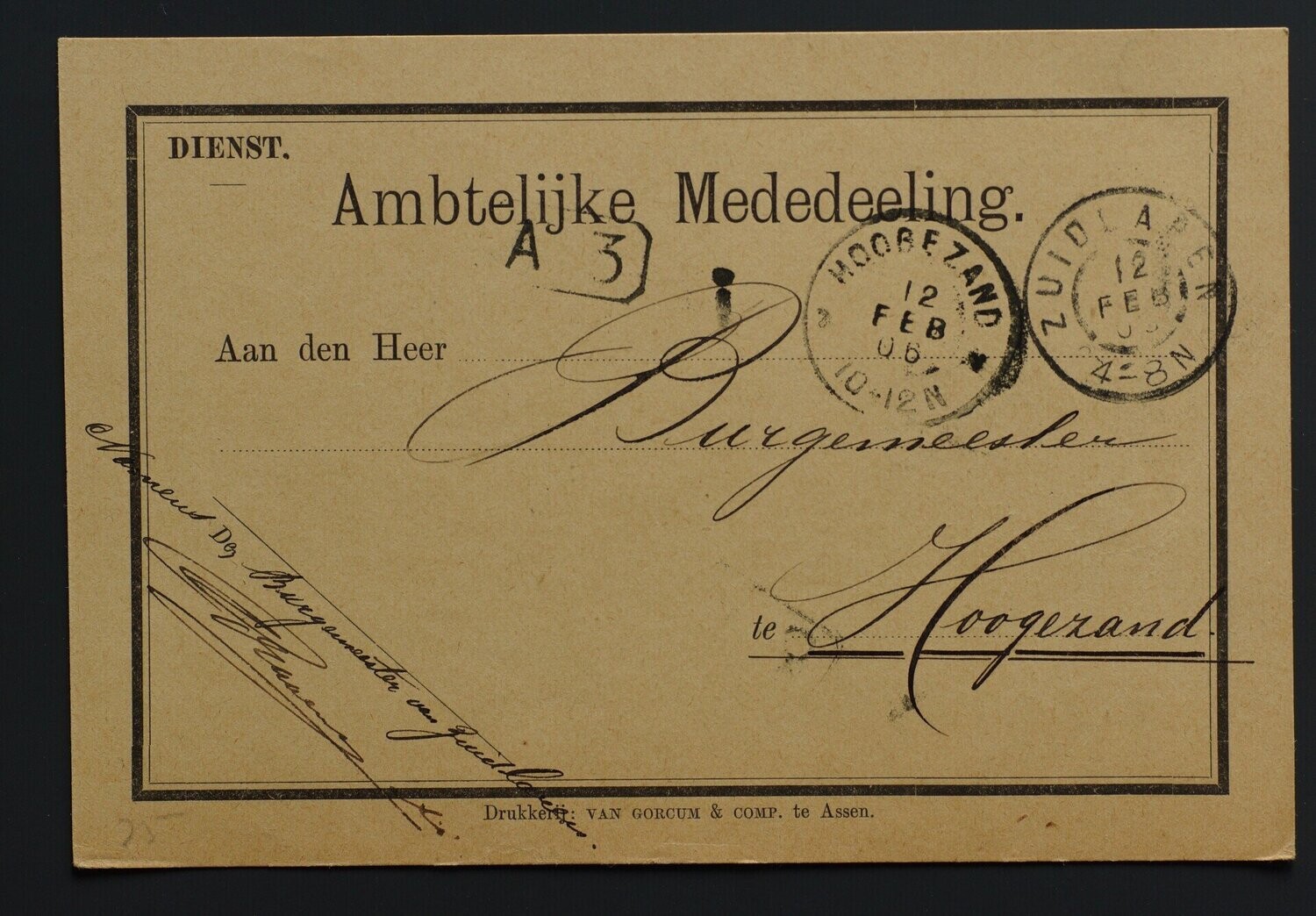 grootrond Zuidlaren op dienstkaart naar Hoogezand.