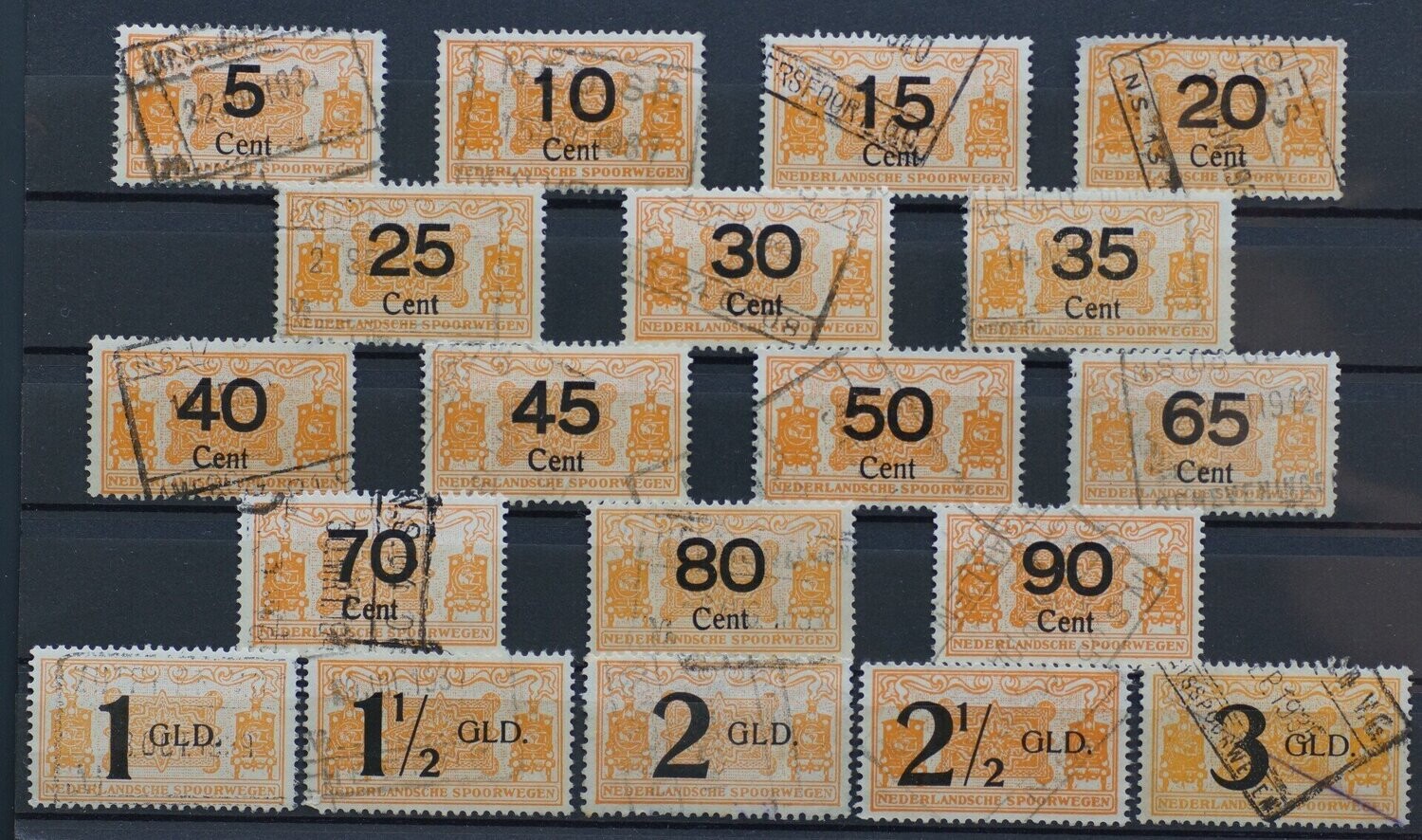 Spoorwegzegels, complete serie, 19 waarden