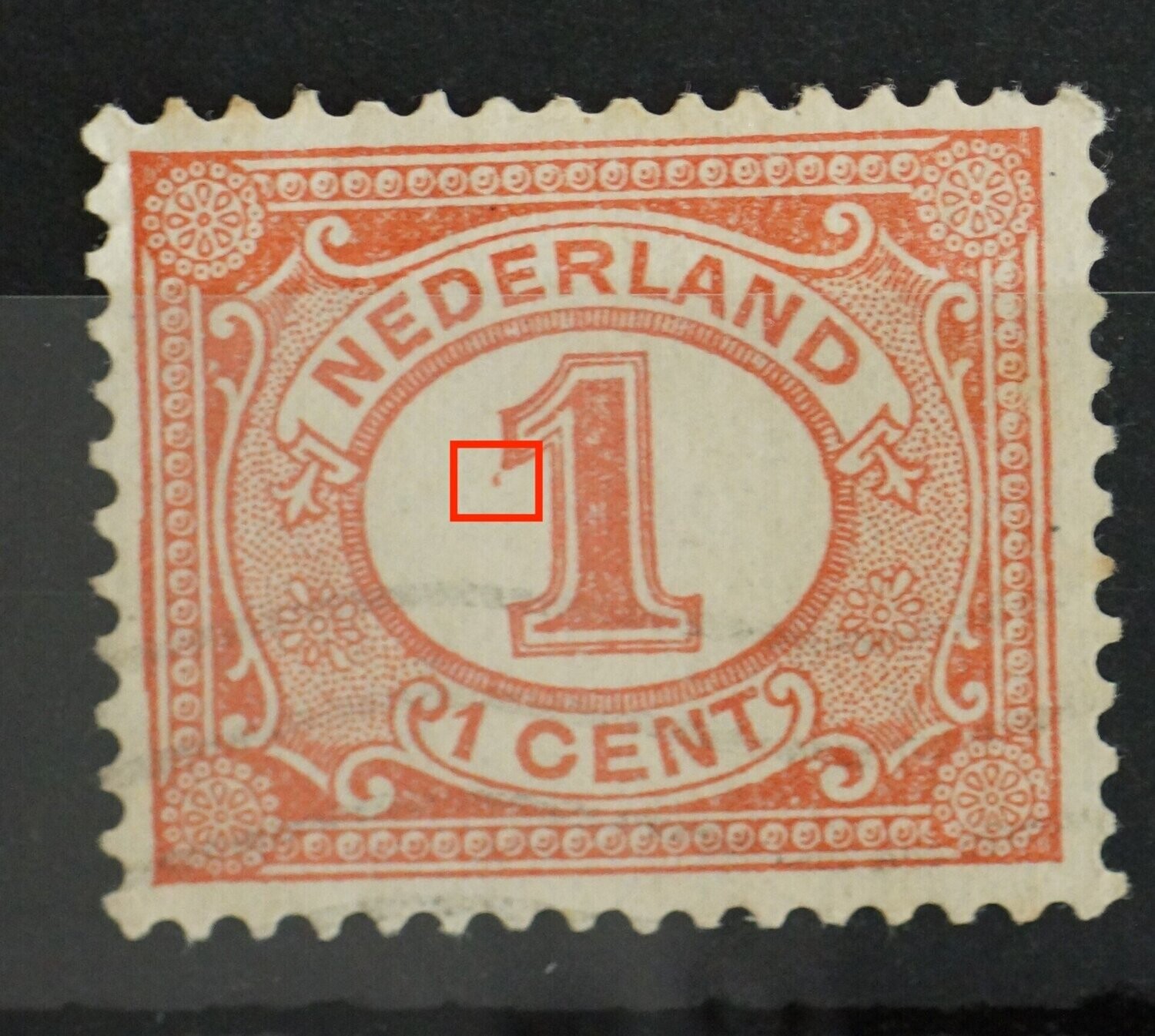 NVPH 51 rode stip voor groot waardecijfer 1