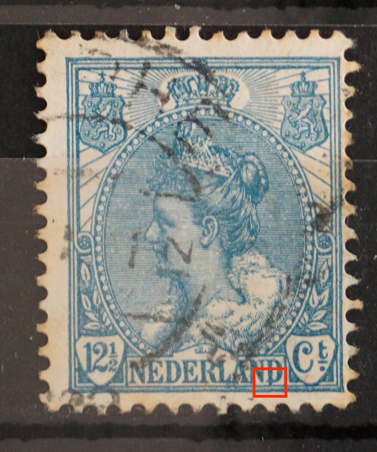 NVPH 63 - blauwe stip onder de tweede D van NEDERLAND