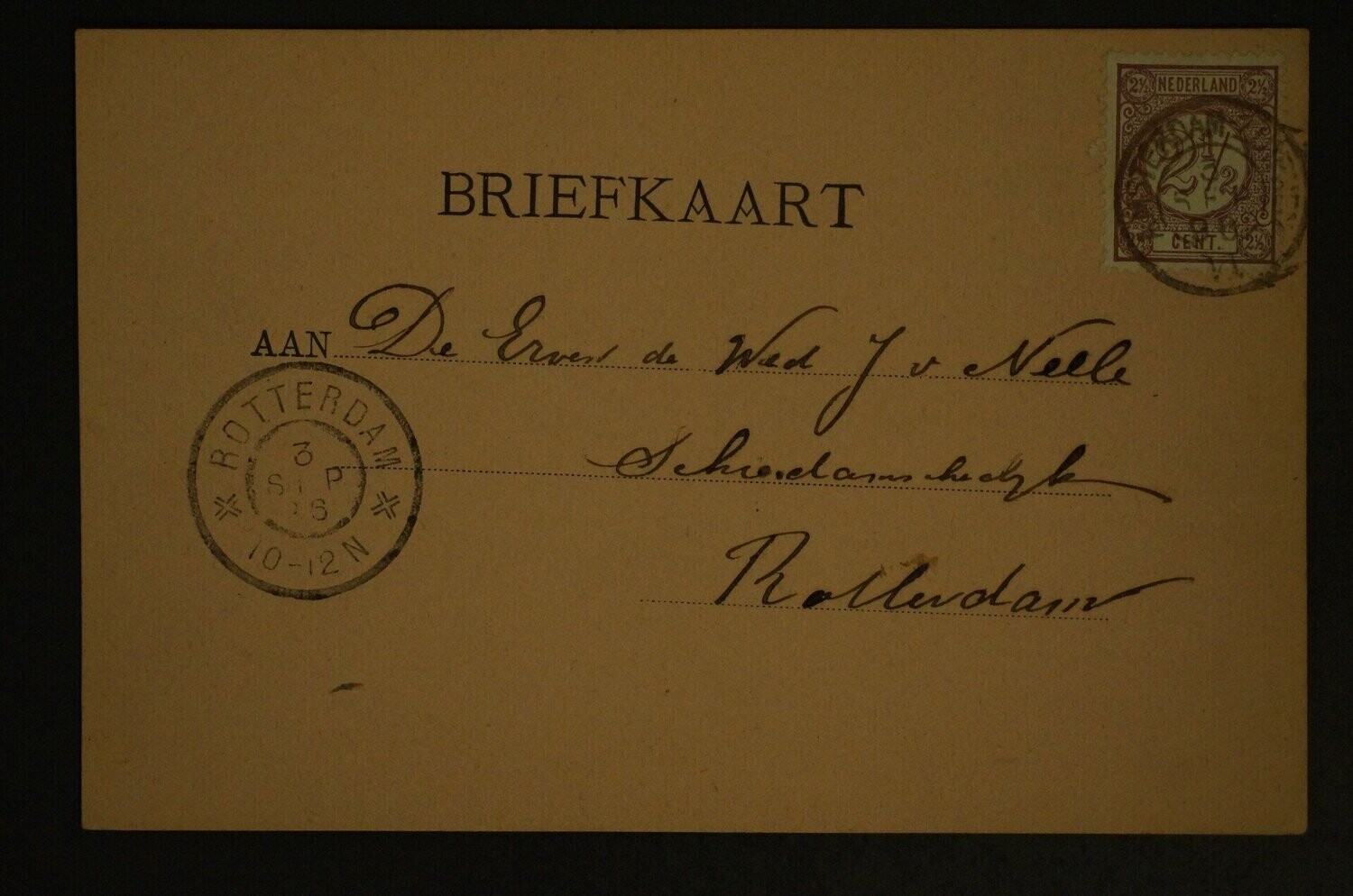 kleinrond Amsterdam-Zutphen VI op NVPH 33, op nette briefkaart naar Rotterdam