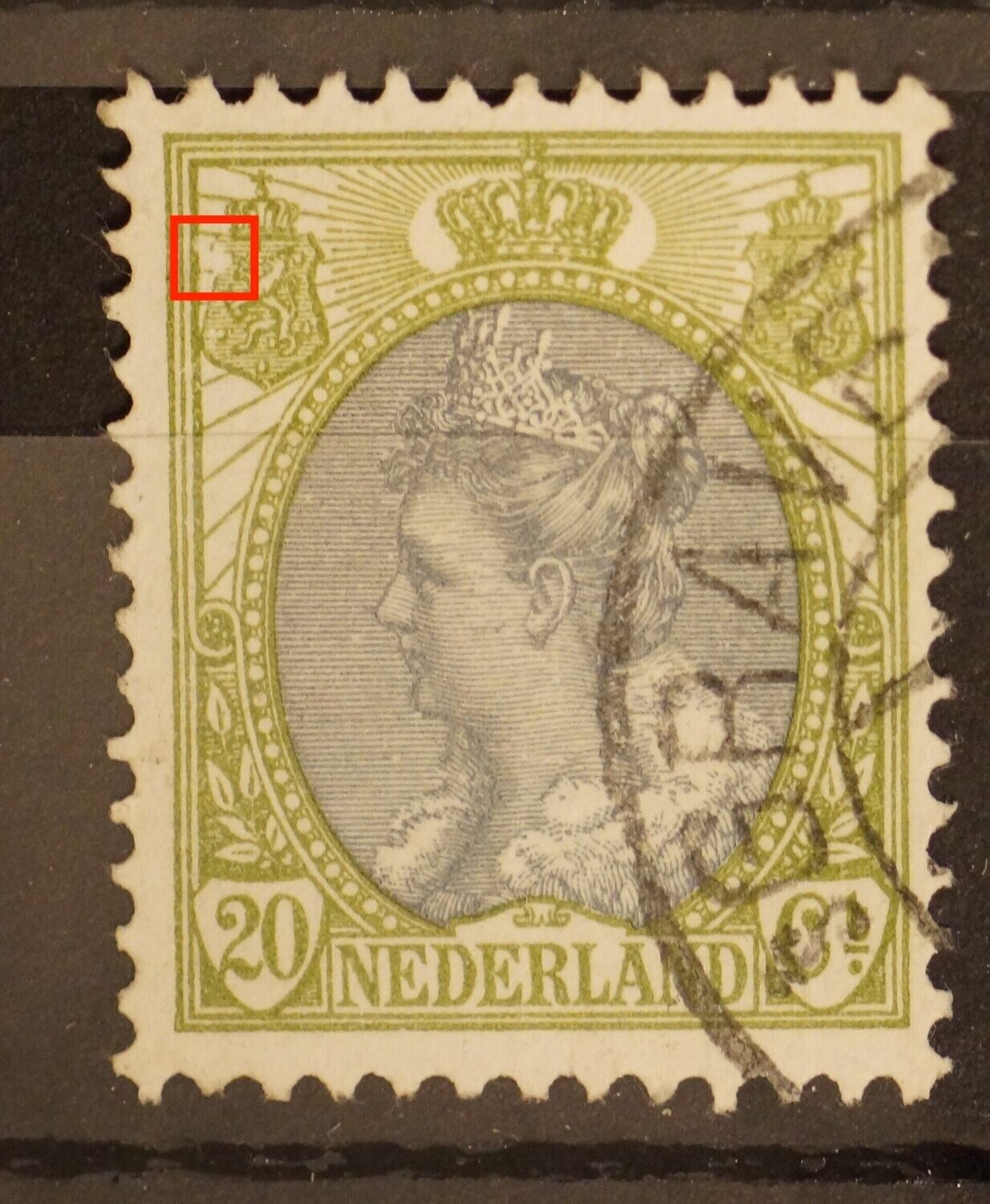 NVPH 69 - witte vlek in linker wapenschild