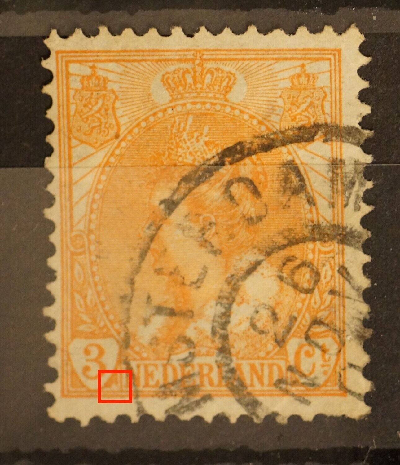 NVPH 56 - witte vlek rechts onder waardeschild