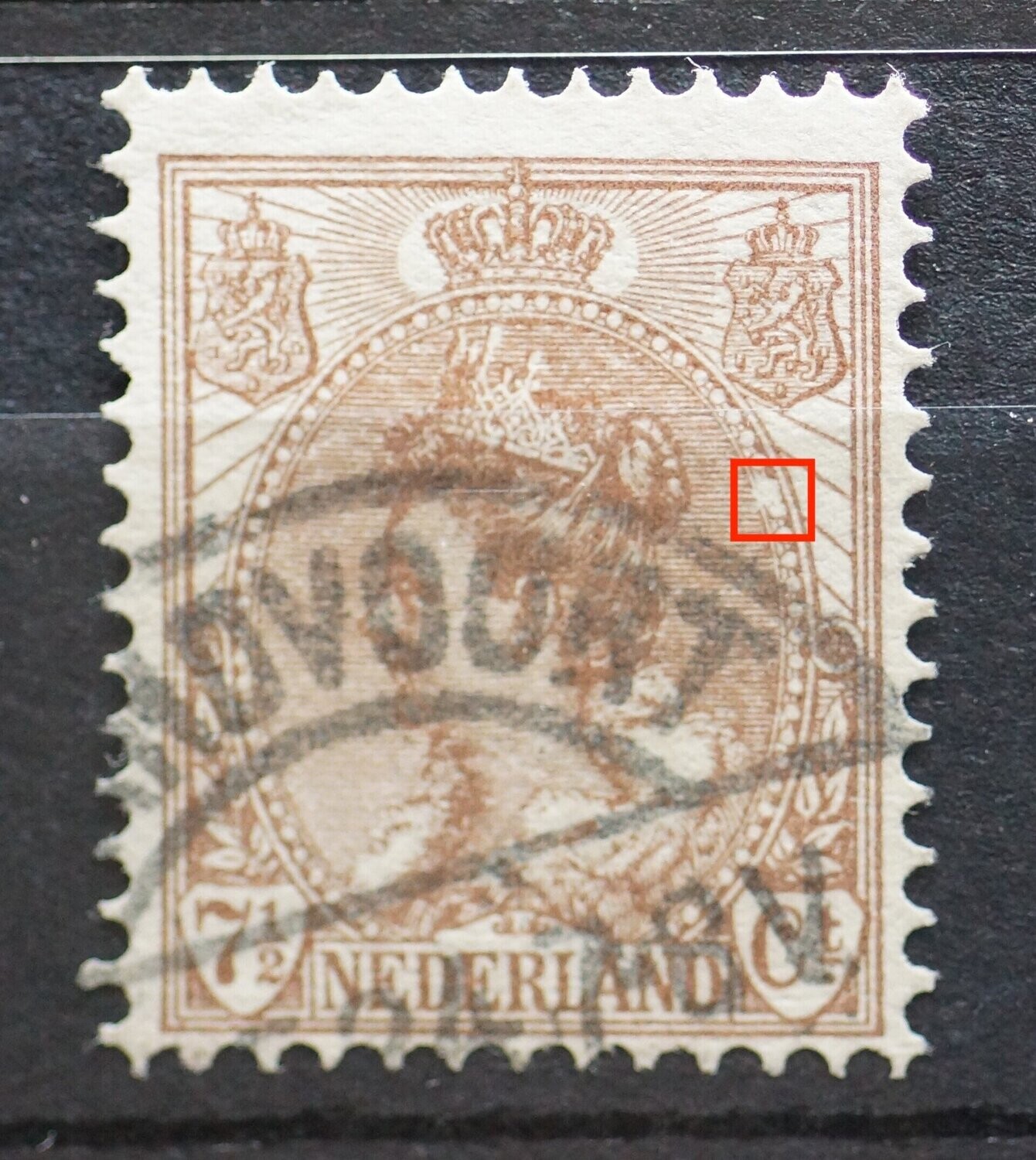 NVPH 61 - witte vlek in parelrand rechts