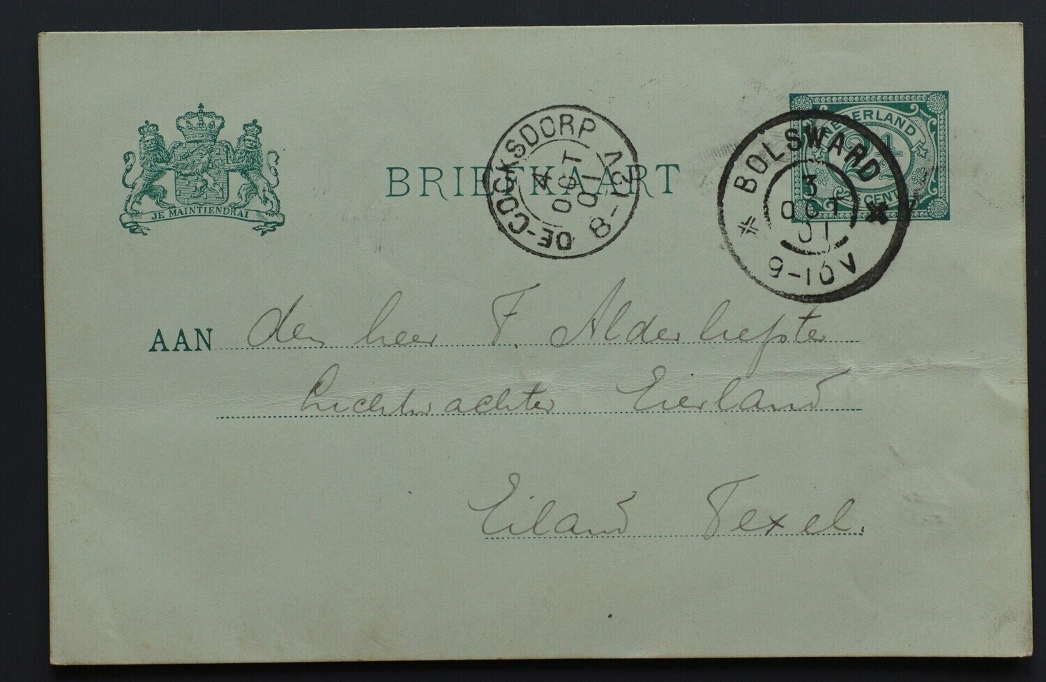 grootrond Bolsward op briefkaart naar de De-Cocksdorp
