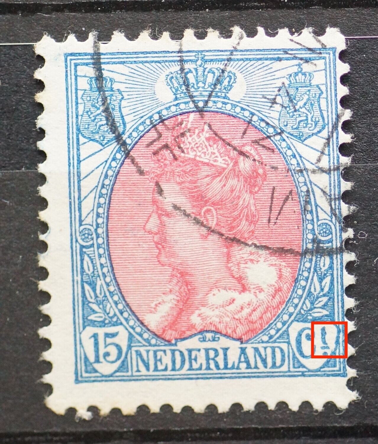 NVPH 65 - beschadigde t van Ct. en rand van schild