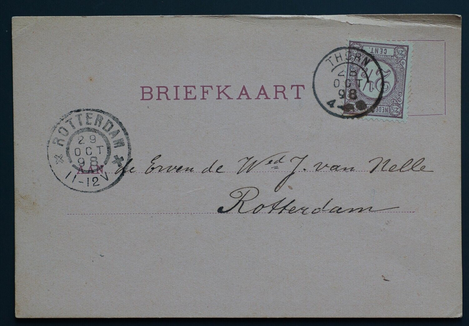 Thorn op nette briefkaart naar Rotterdam