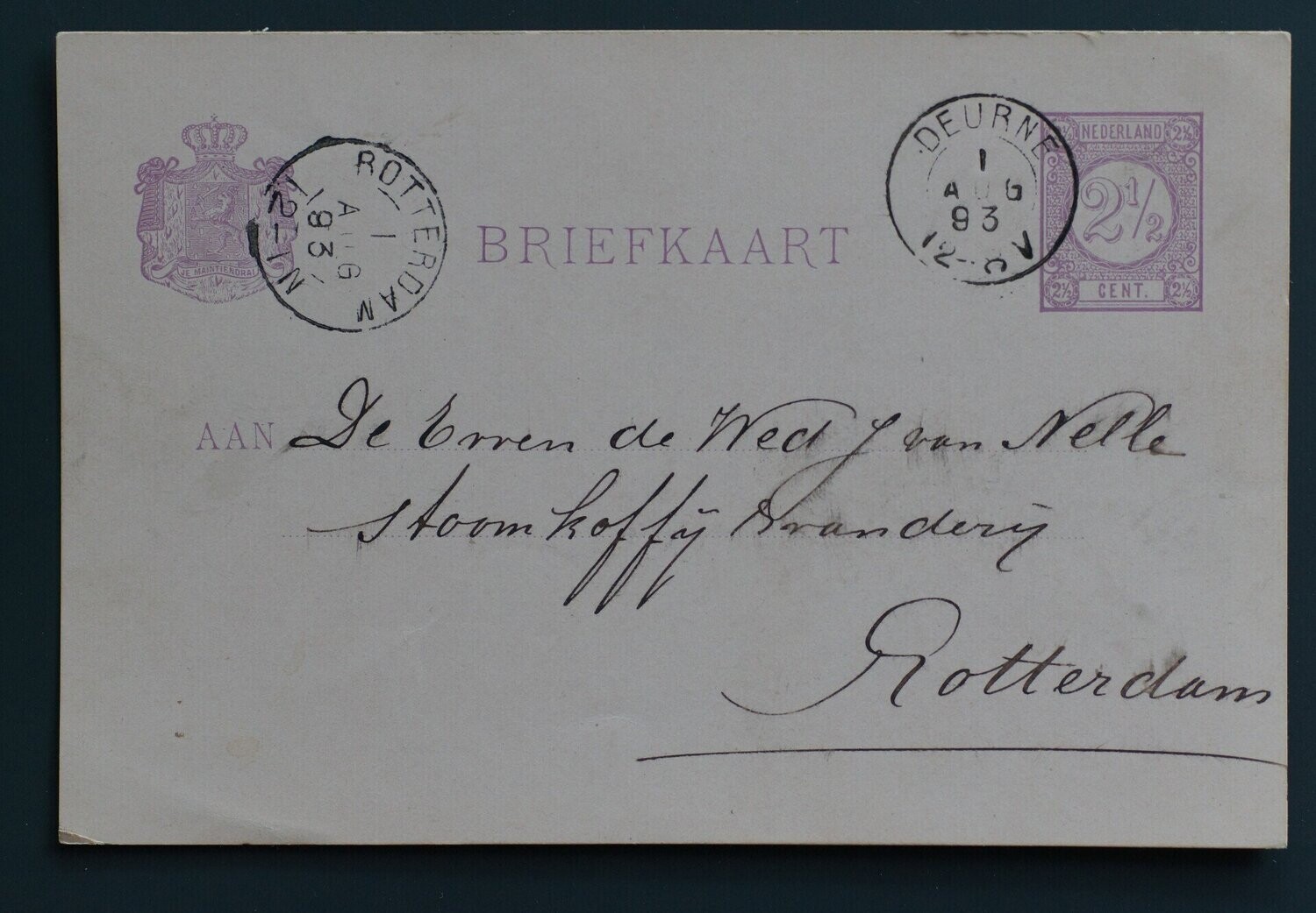 Deurne op nette briefkaart naar Rotterdam