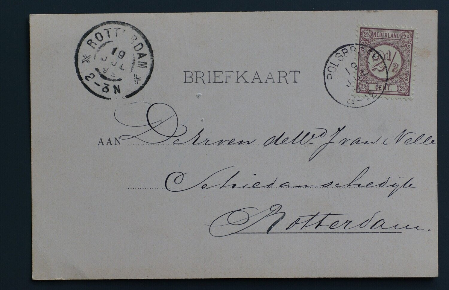 Polsbroek op nette briefkaart naar Rotterdam - schaars!