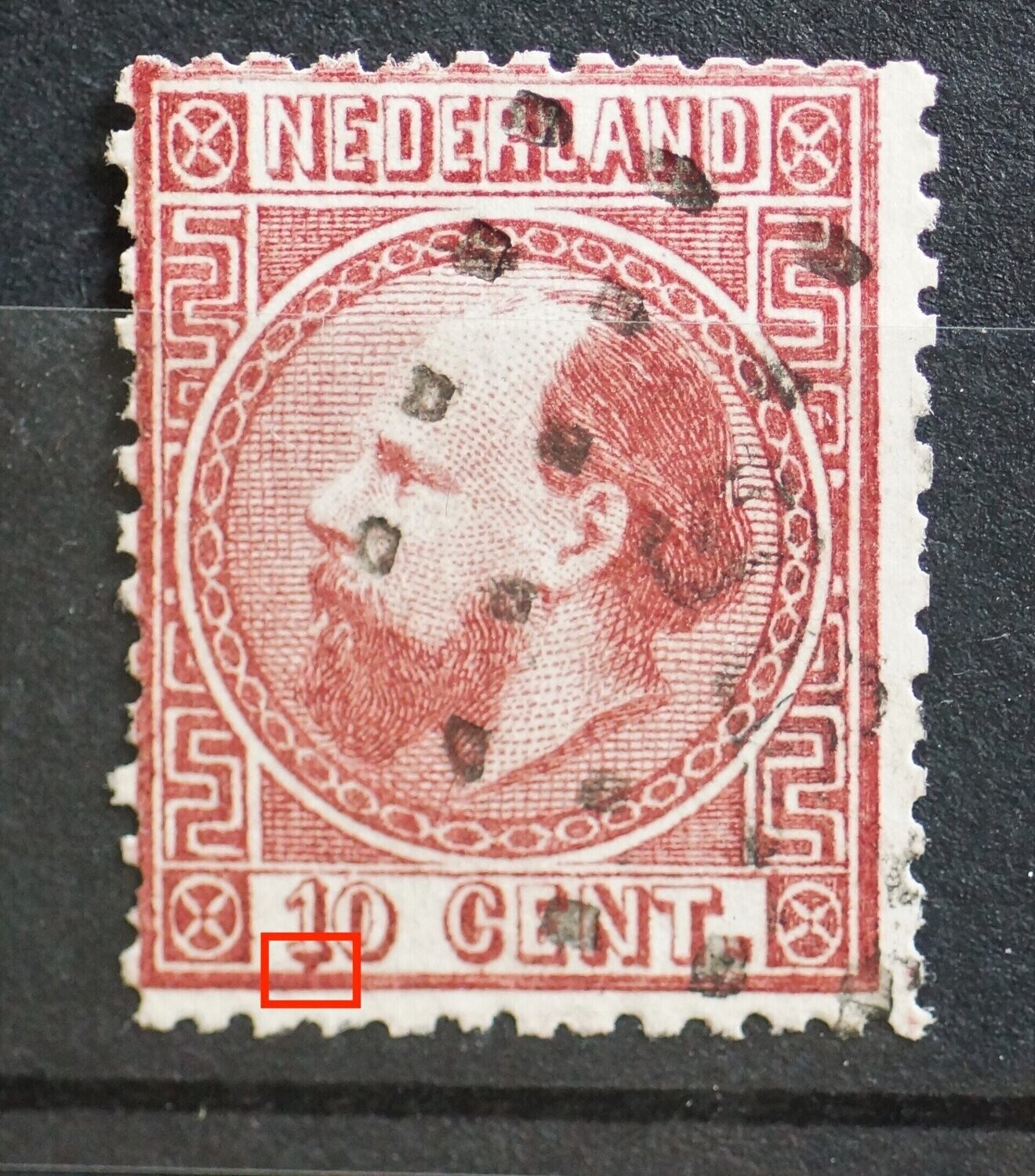 NVPH 8 - rode stip onder de 1 van 10