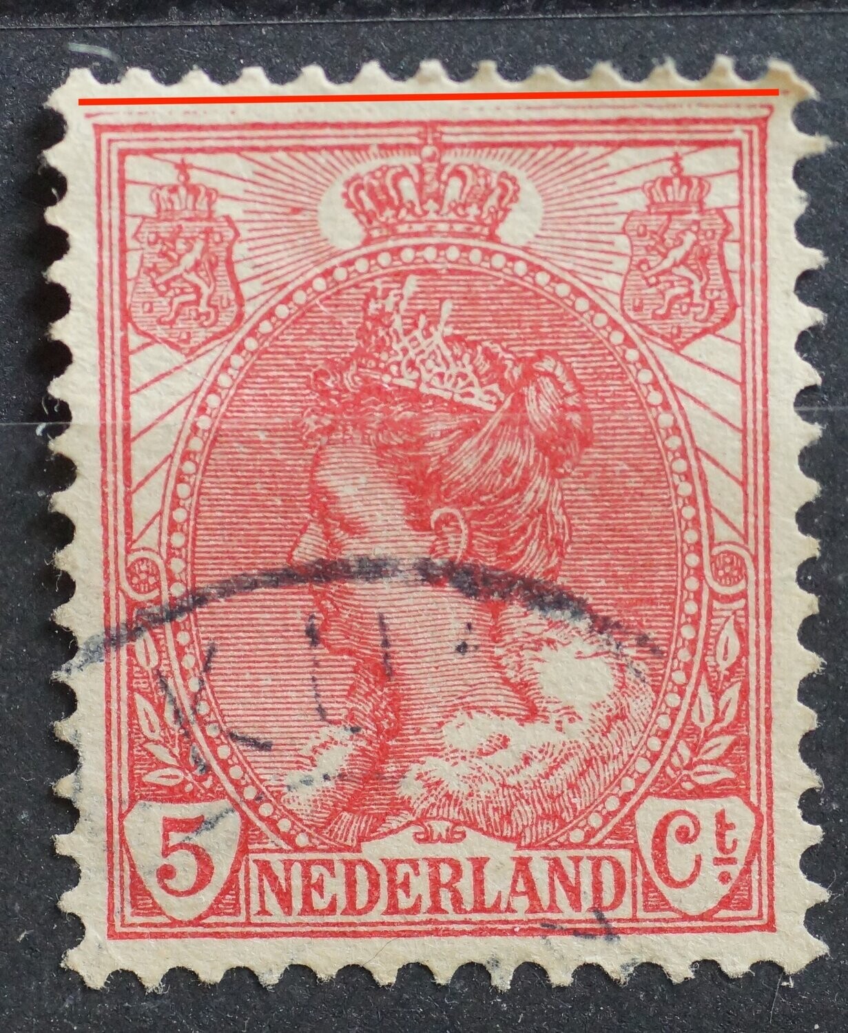 NVPH 60 - extra lijn boven het zegelbeeld