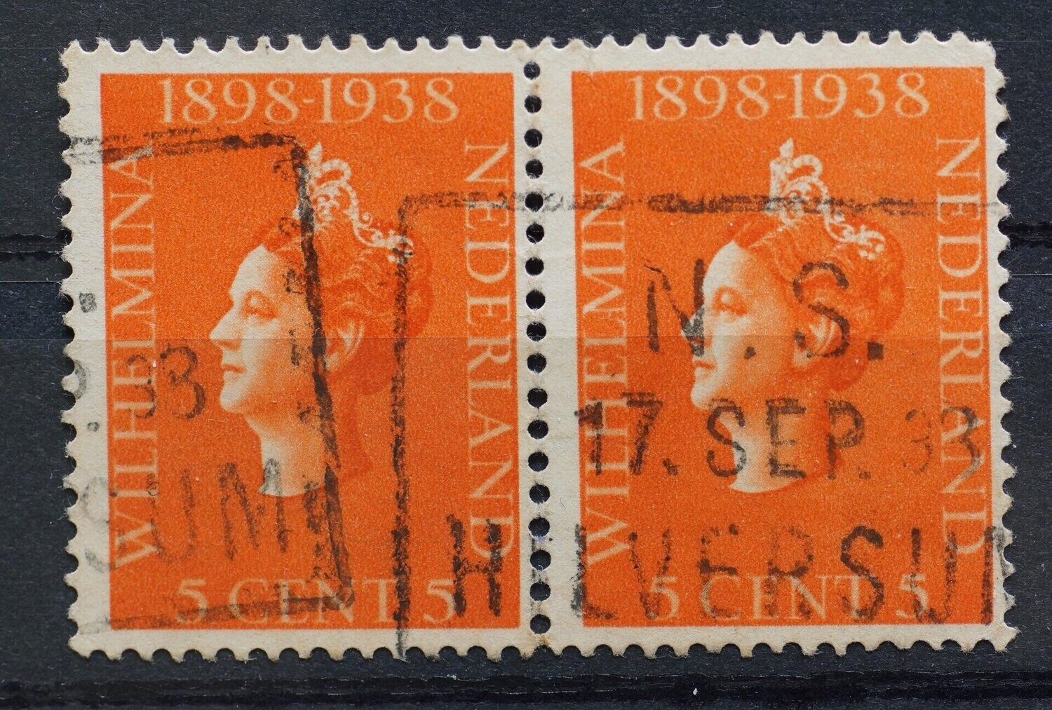 Spoorwegstempel Hilversum op NVPH 311 (paar)