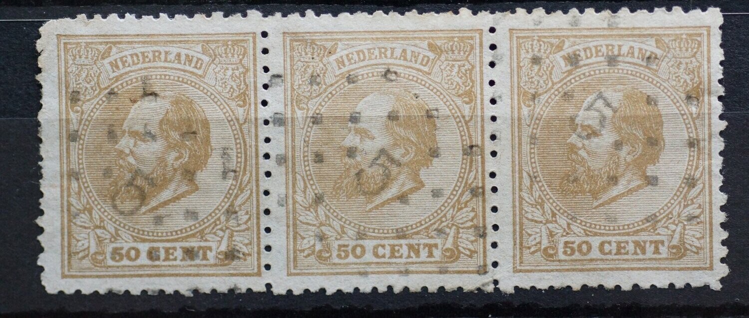 5 (Amsterdam) op NVPH 27, strip van drie