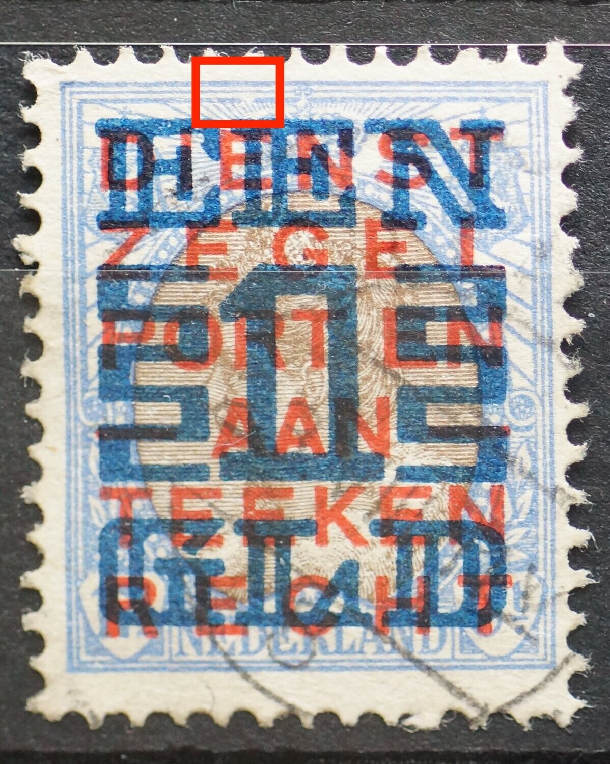 NVPH 133 - breuk in kaderlijn links van kroon