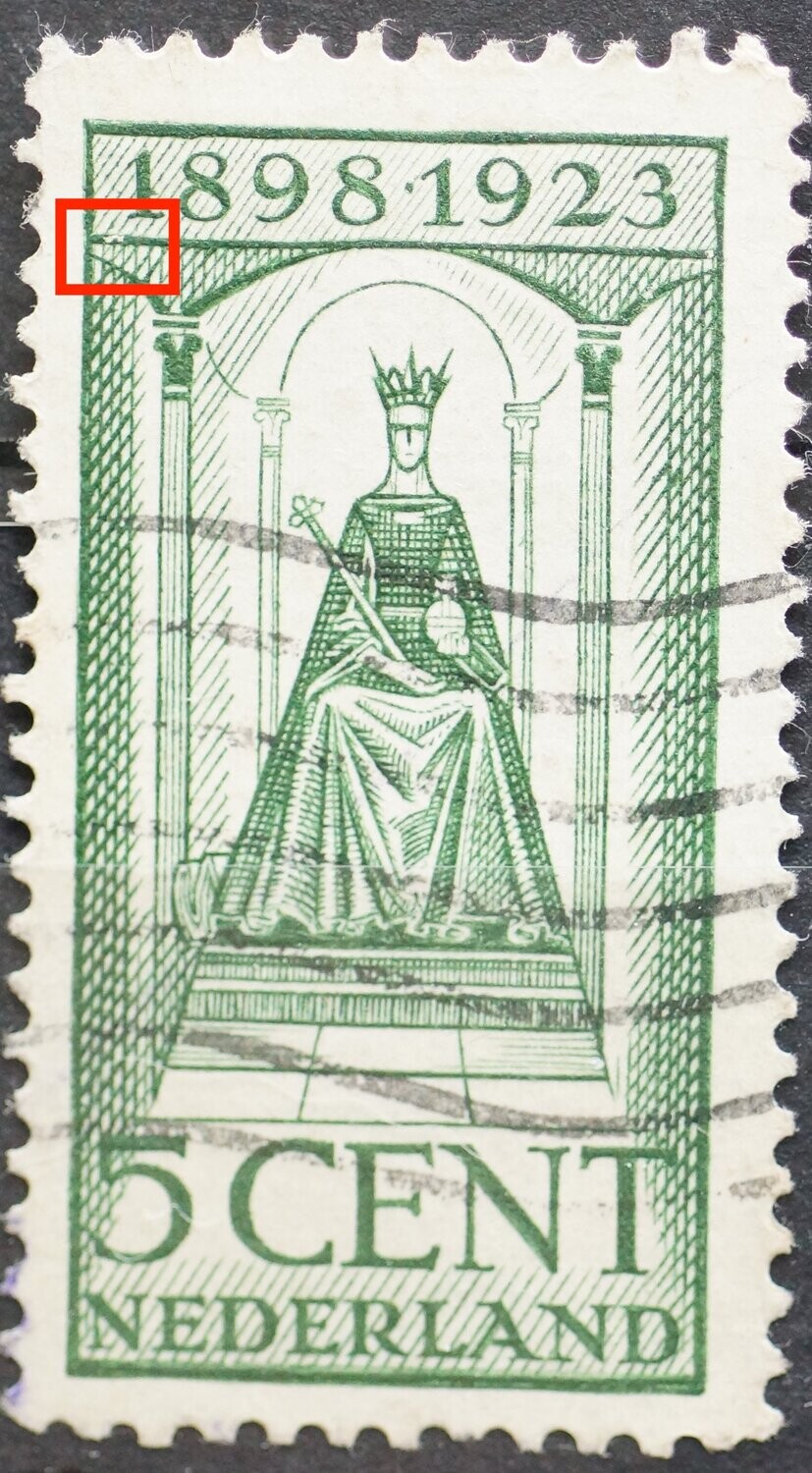 NVPH 122 - witte streep in kaderlijn onder de 1 van 1898