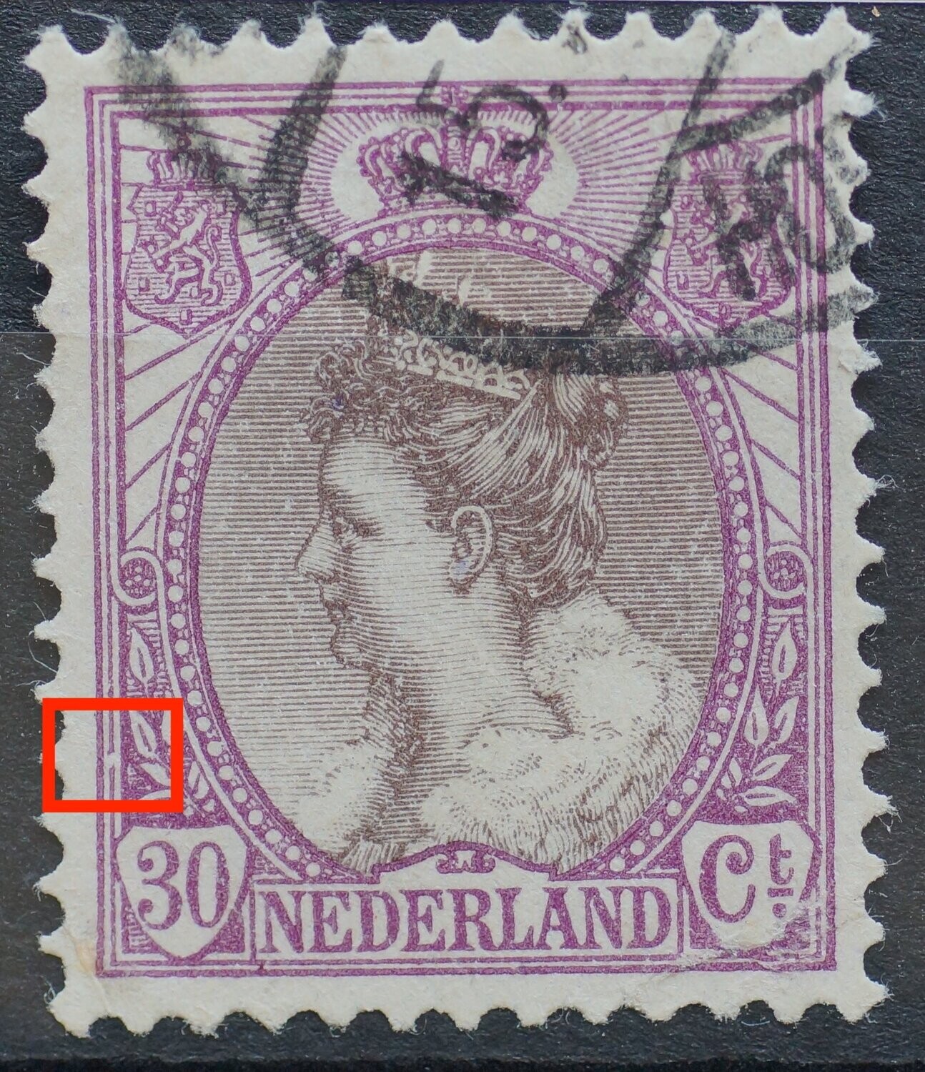 NVPH 72 - breuken in kaderlijn links